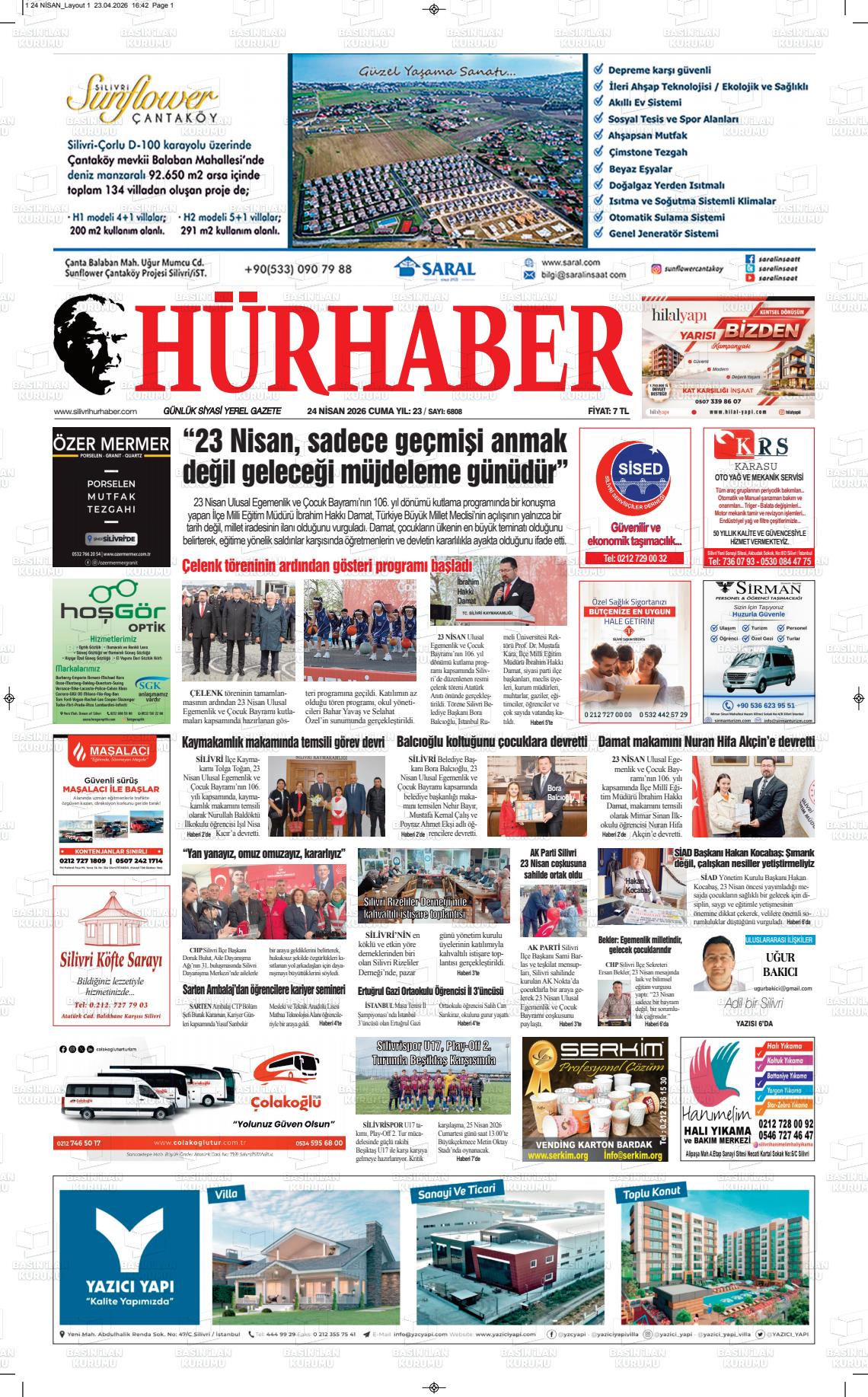 Hür Haber Gazetesi 24.04.2026