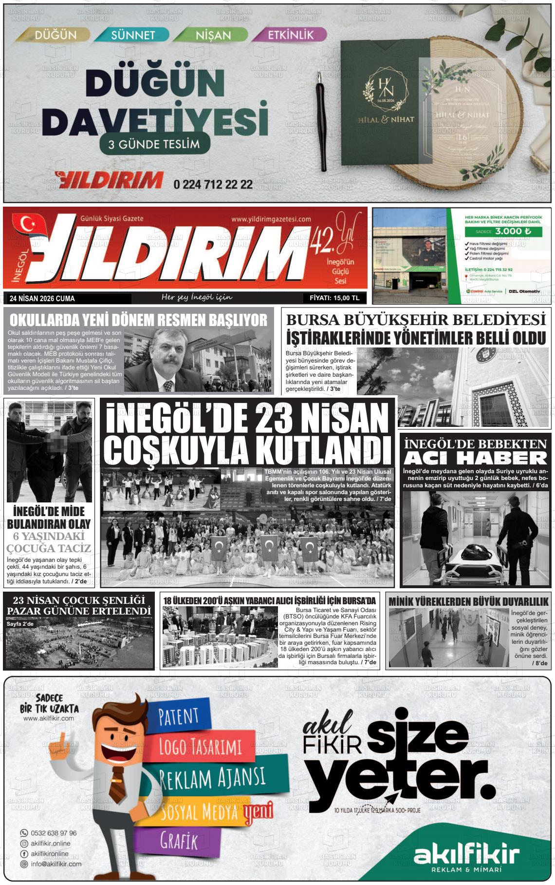 Bursa Inegolyildirim 24.04.2026