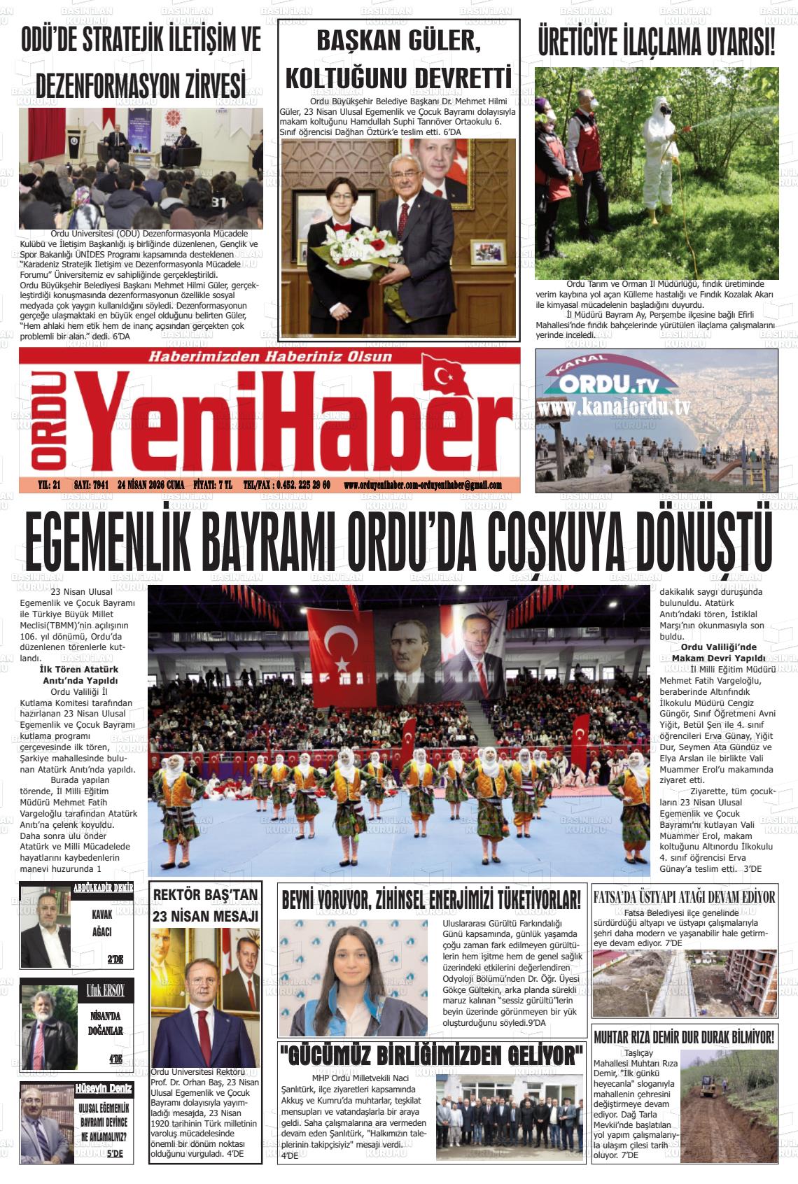 Ordu Yenihaber 24.04.2026