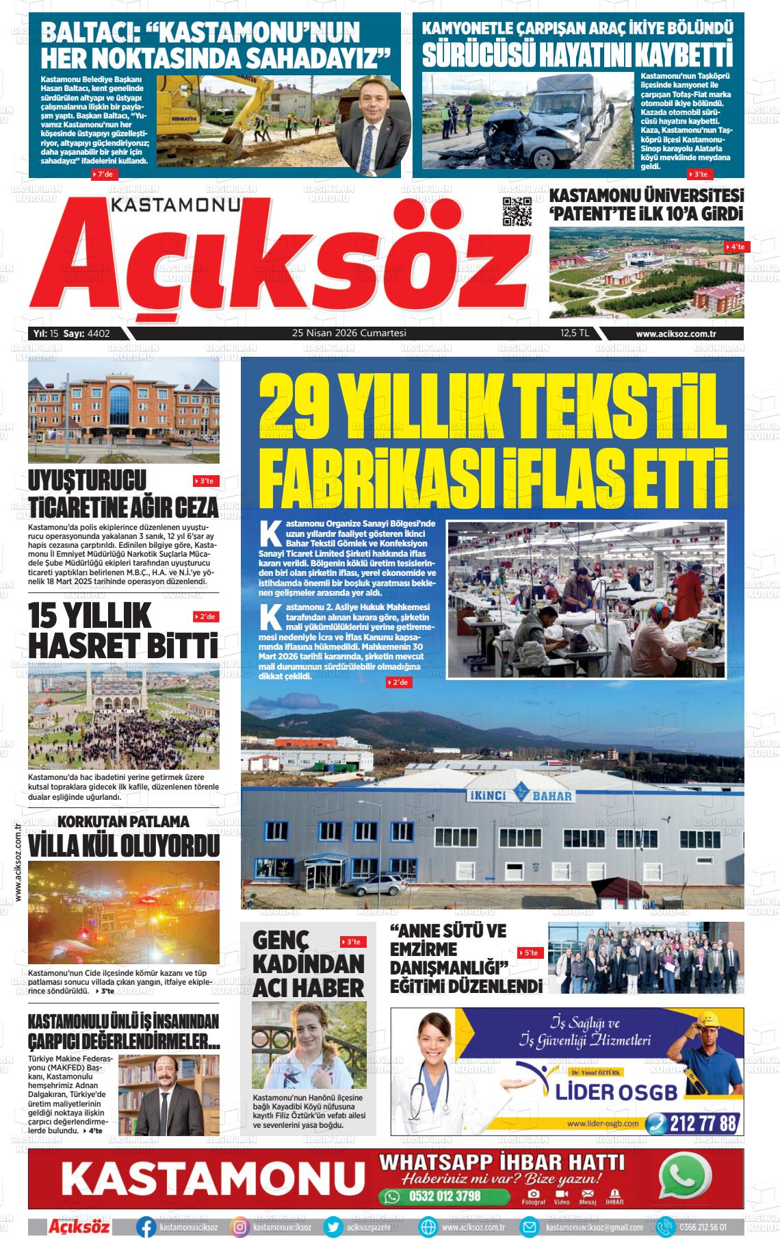Kastamonu Aciksoz 25.04.2026