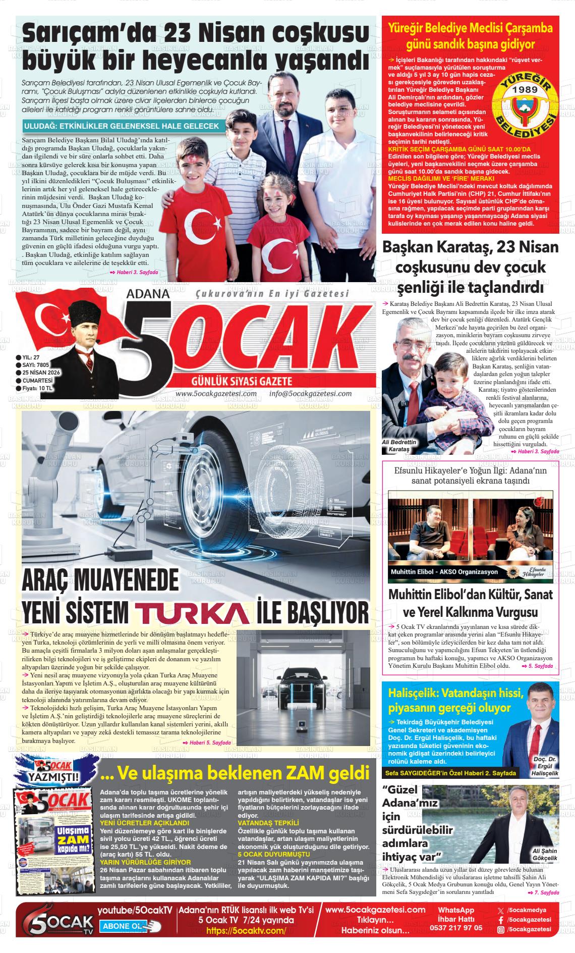 Adana 5 Ocak 25.04.2026