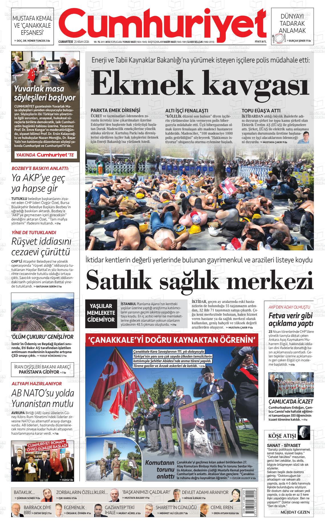 Cumhuriyet Gazetesi 25.04.2026