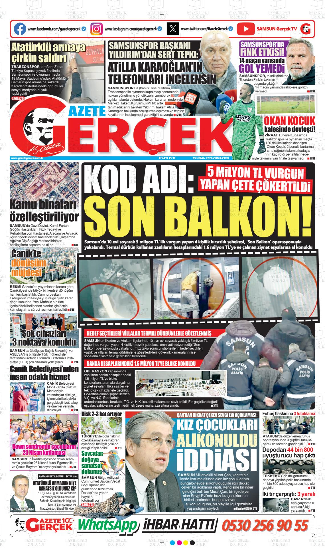 Samsun Gazetegercek 25.04.2026