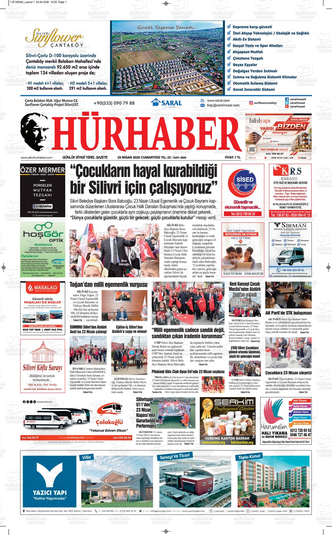 Hür Haber Gazetesi 25.04.2026