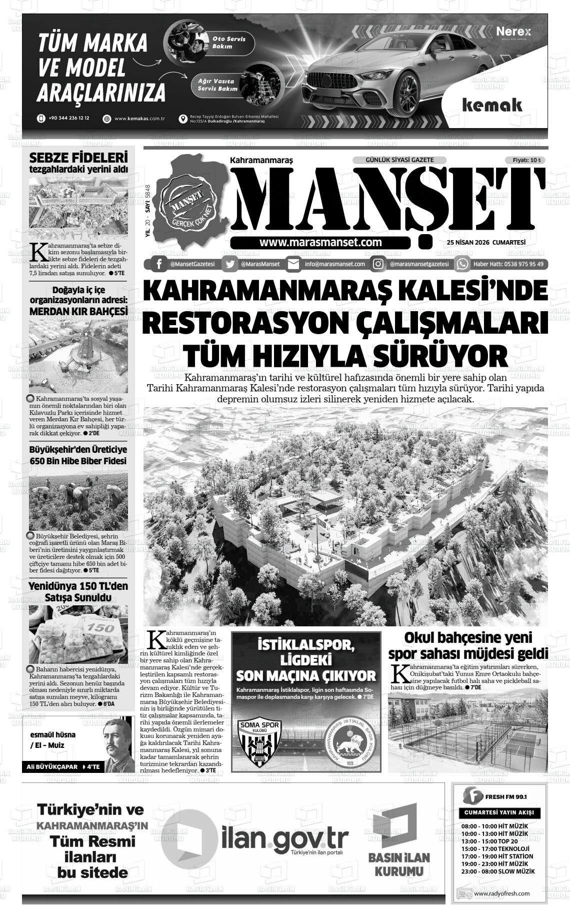 Kahramanmaras Manset 25.04.2026