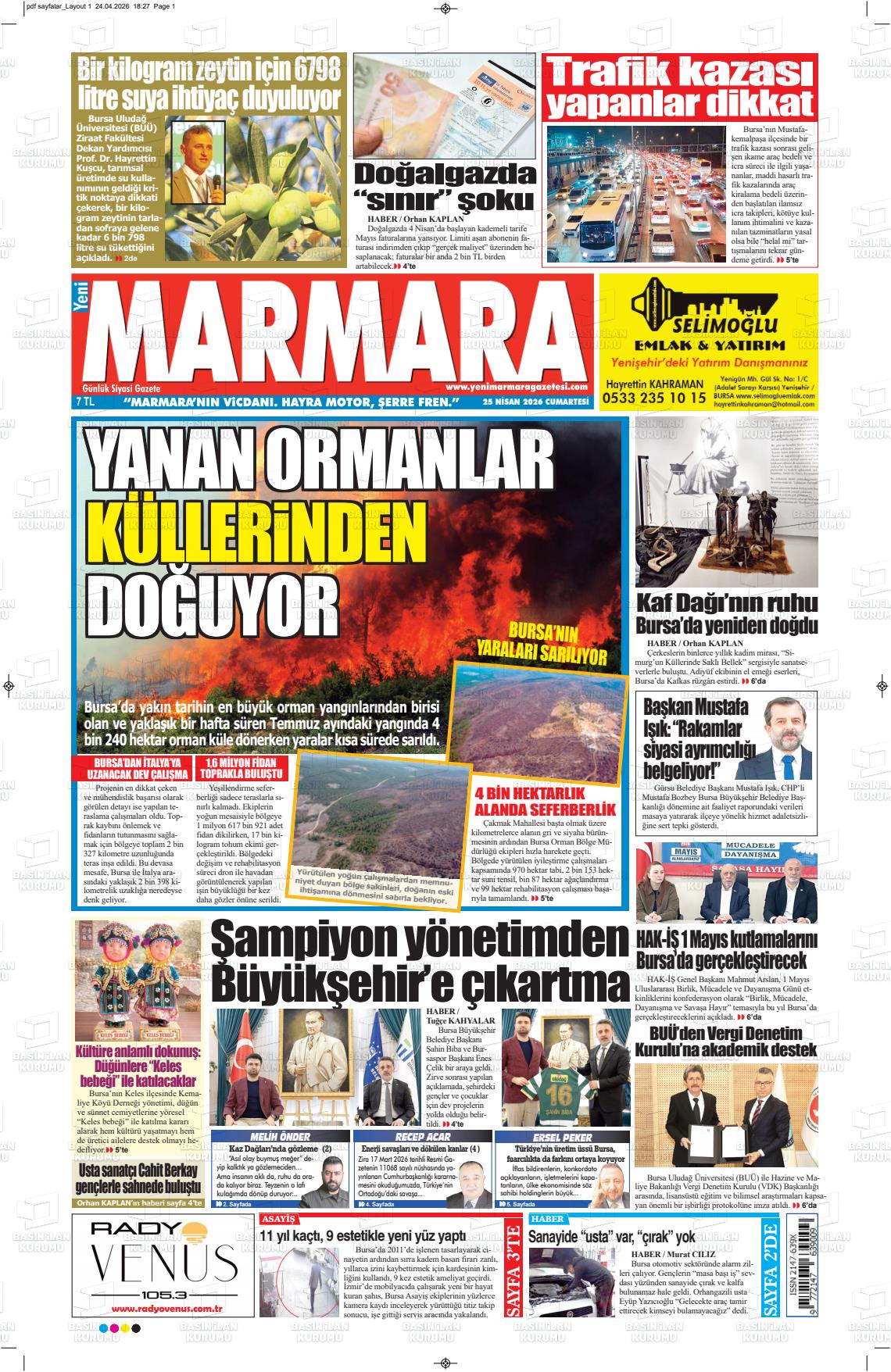 Bursa Yenimarmara 25.04.2026