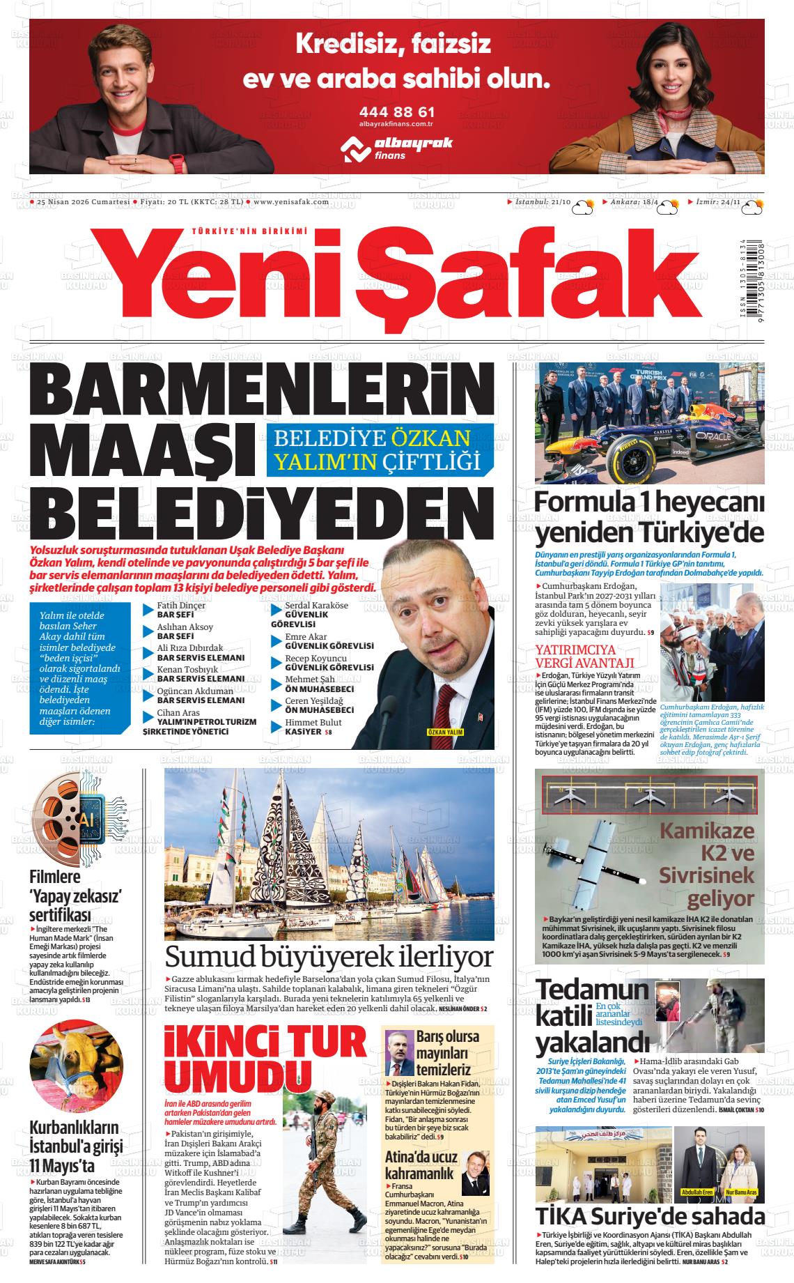 Yeni Şafak Gazetesi 25.04.2026