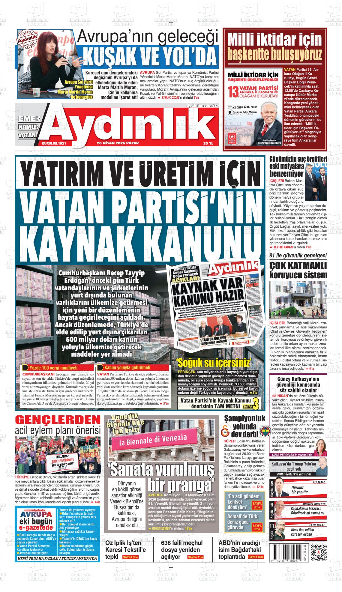 Istanbul Aydinlikvatanemeknamus 26.04.2026