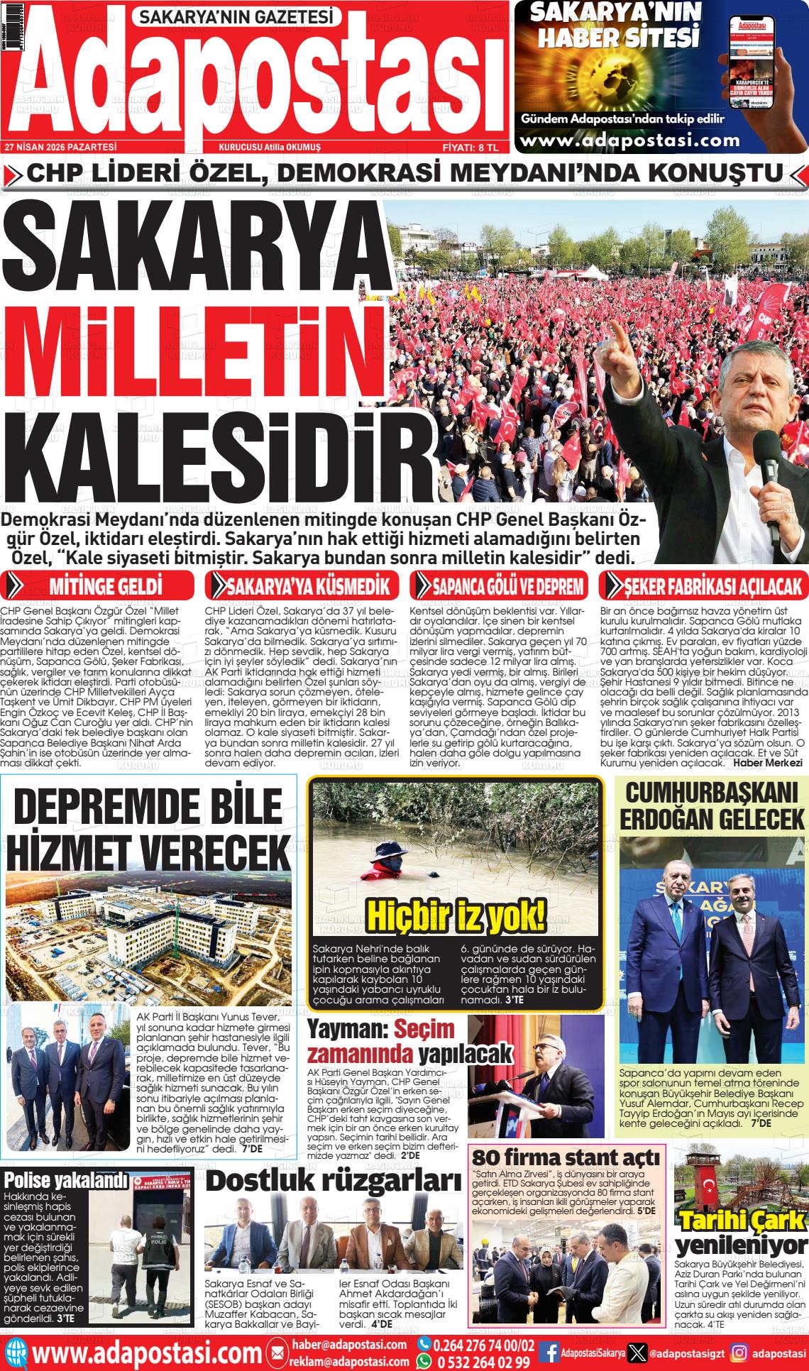 Sakarya Adapostasi 27.04.2026