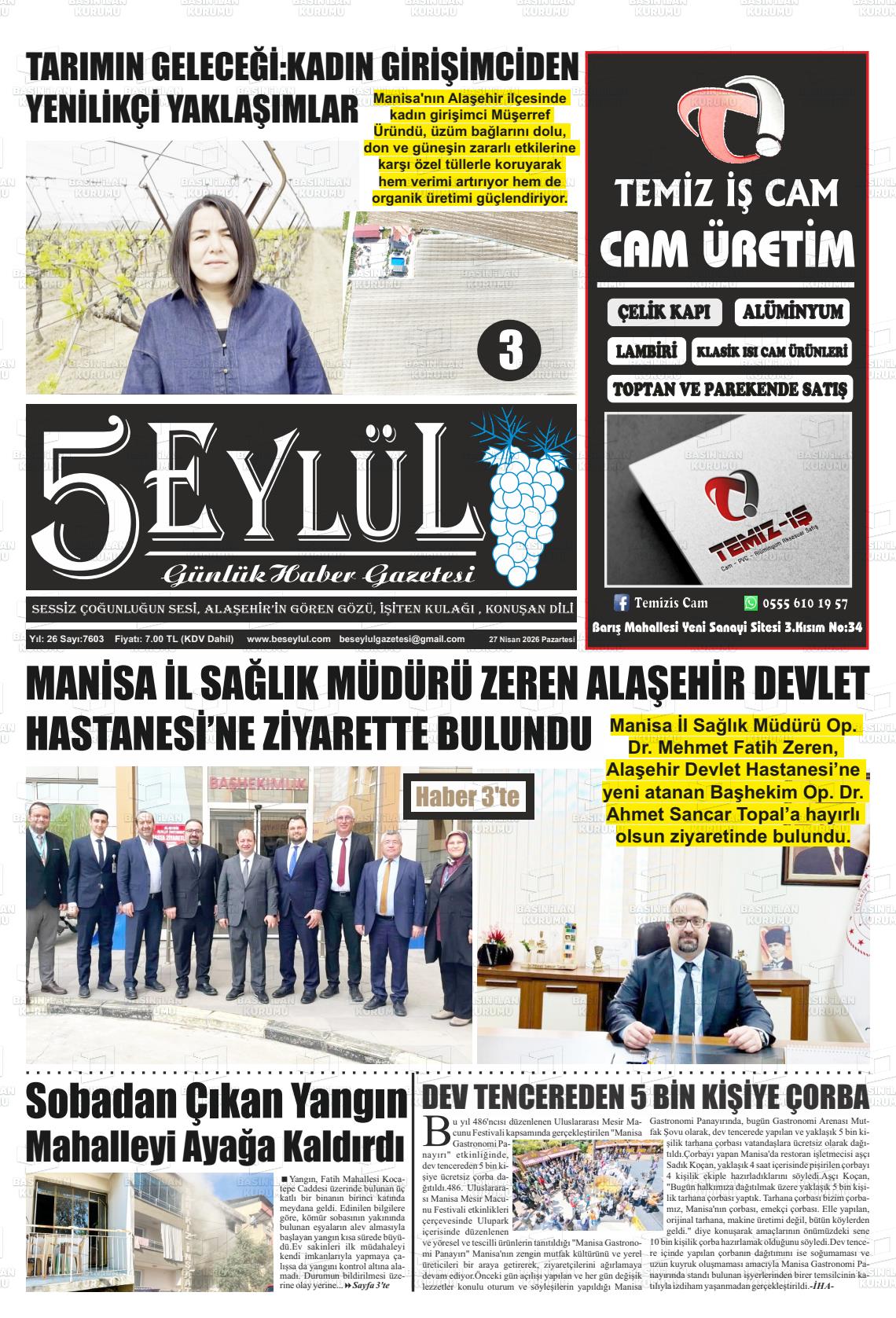 Manisa Alasehir 5 Eylul 27.04.2026