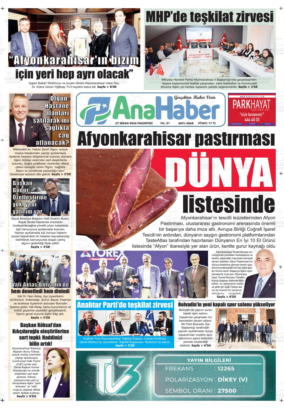 Afyonkarahisar Anahaber 27.04.2026