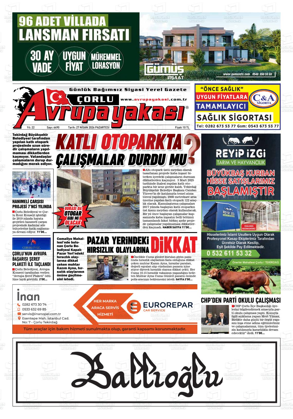 Tekirdag Avrupayakasi 27.04.2026