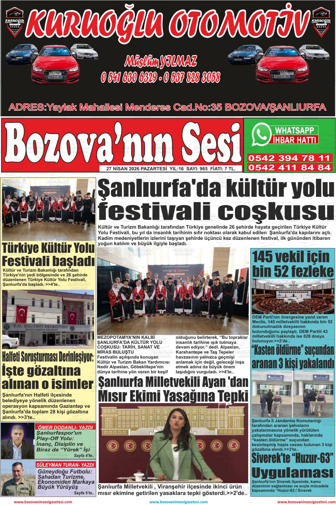 Sanliurfa Bozovaninsesi 27.04.2026