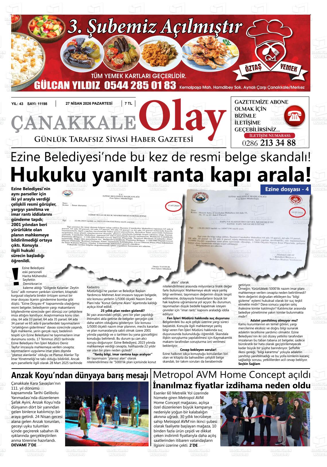 Canakkale Olay 27.04.2026