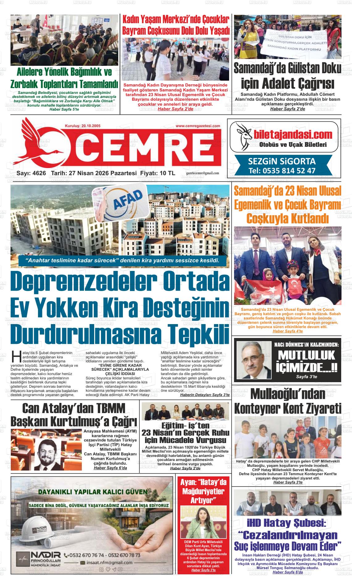 Hatay Cemre 27.04.2026