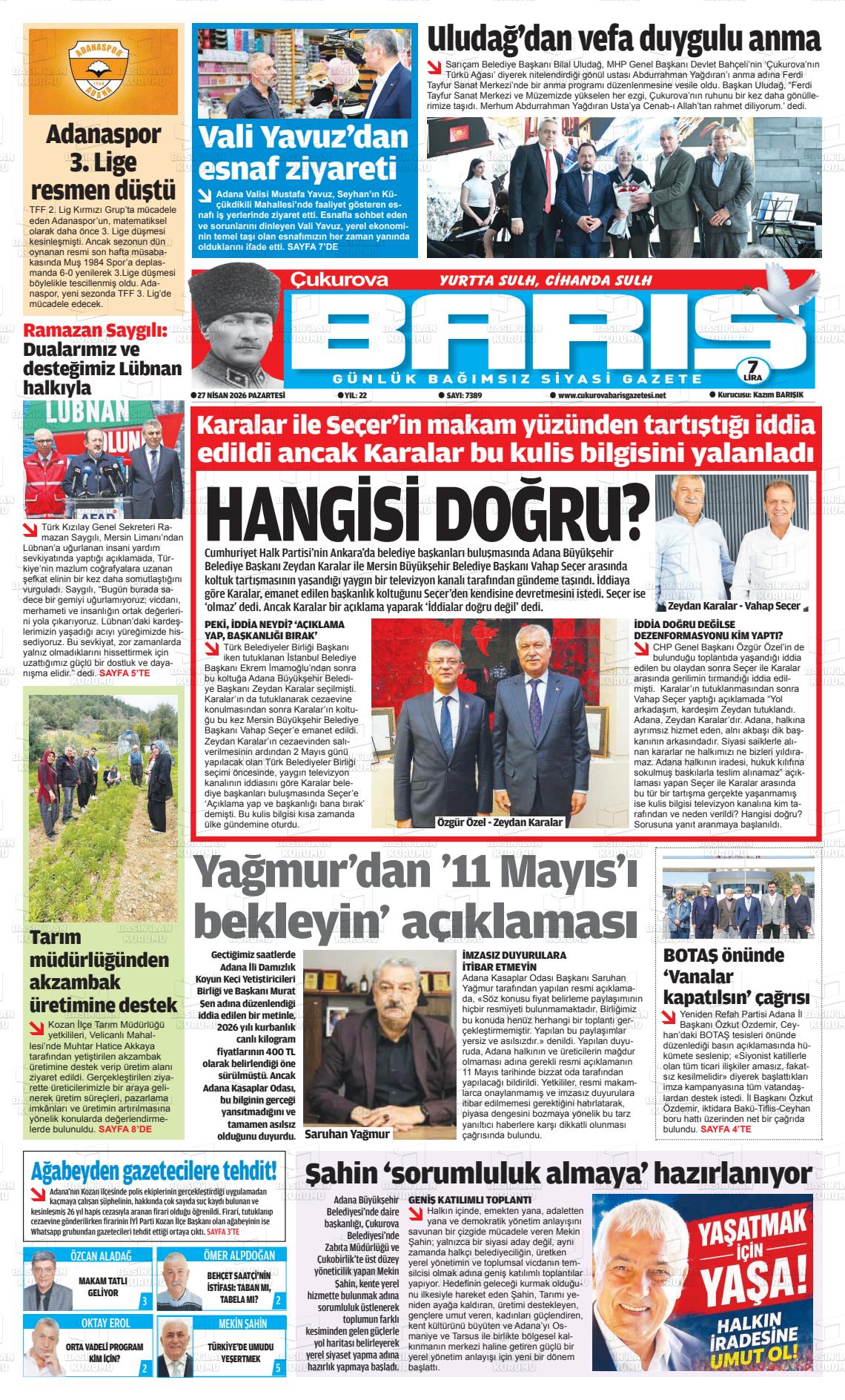Adana Cukurovabaris 27.04.2026