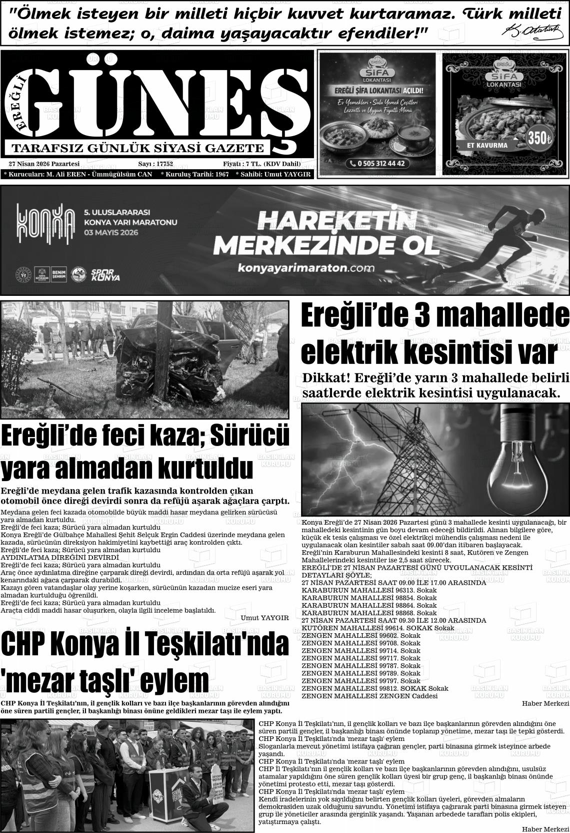 Konya Eregligunes 27.04.2026