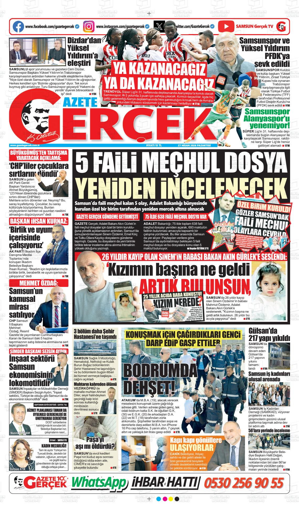 Samsun Gazetegercek 27.04.2026