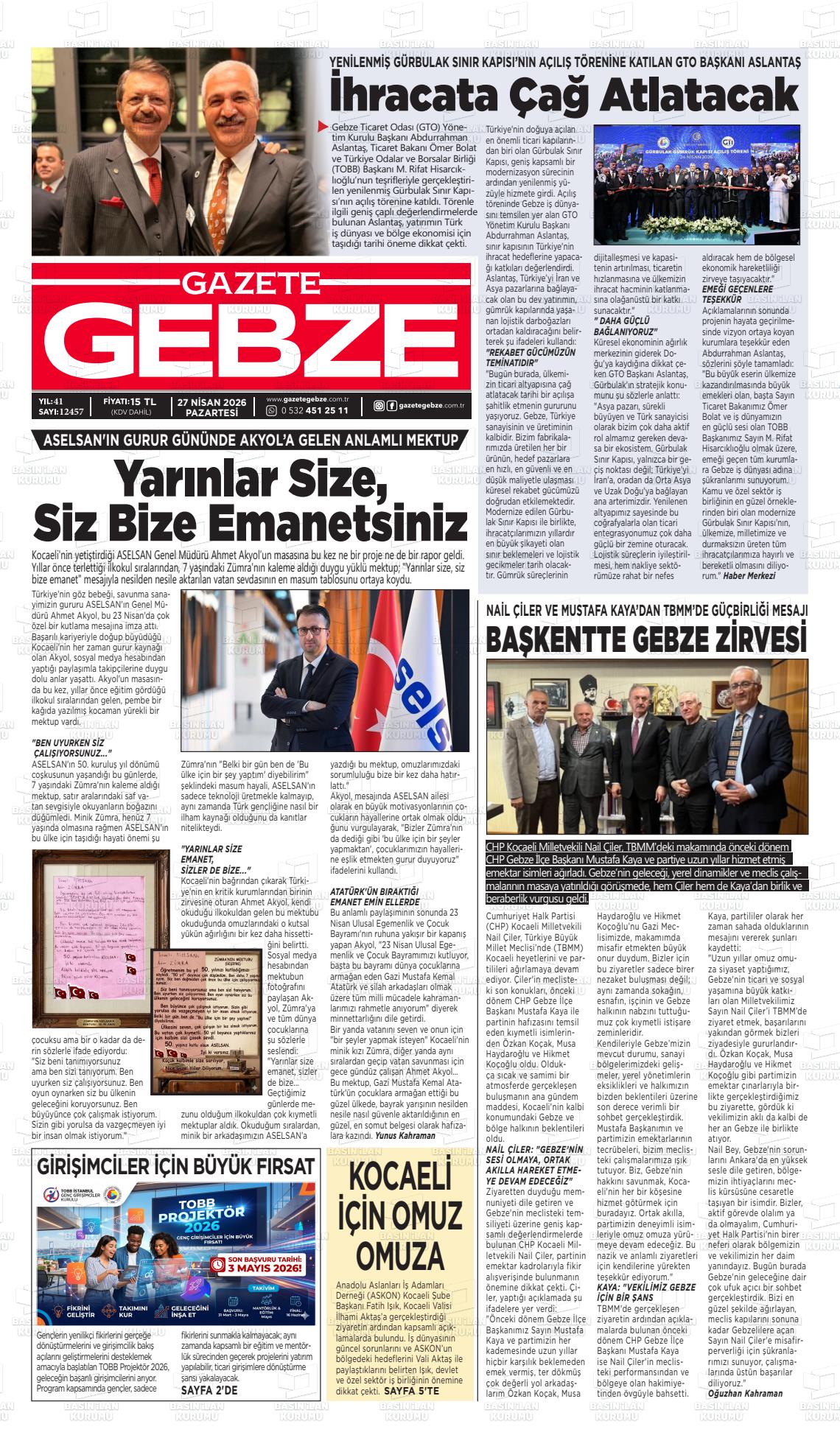 Kocaeli Gebze 27.04.2026