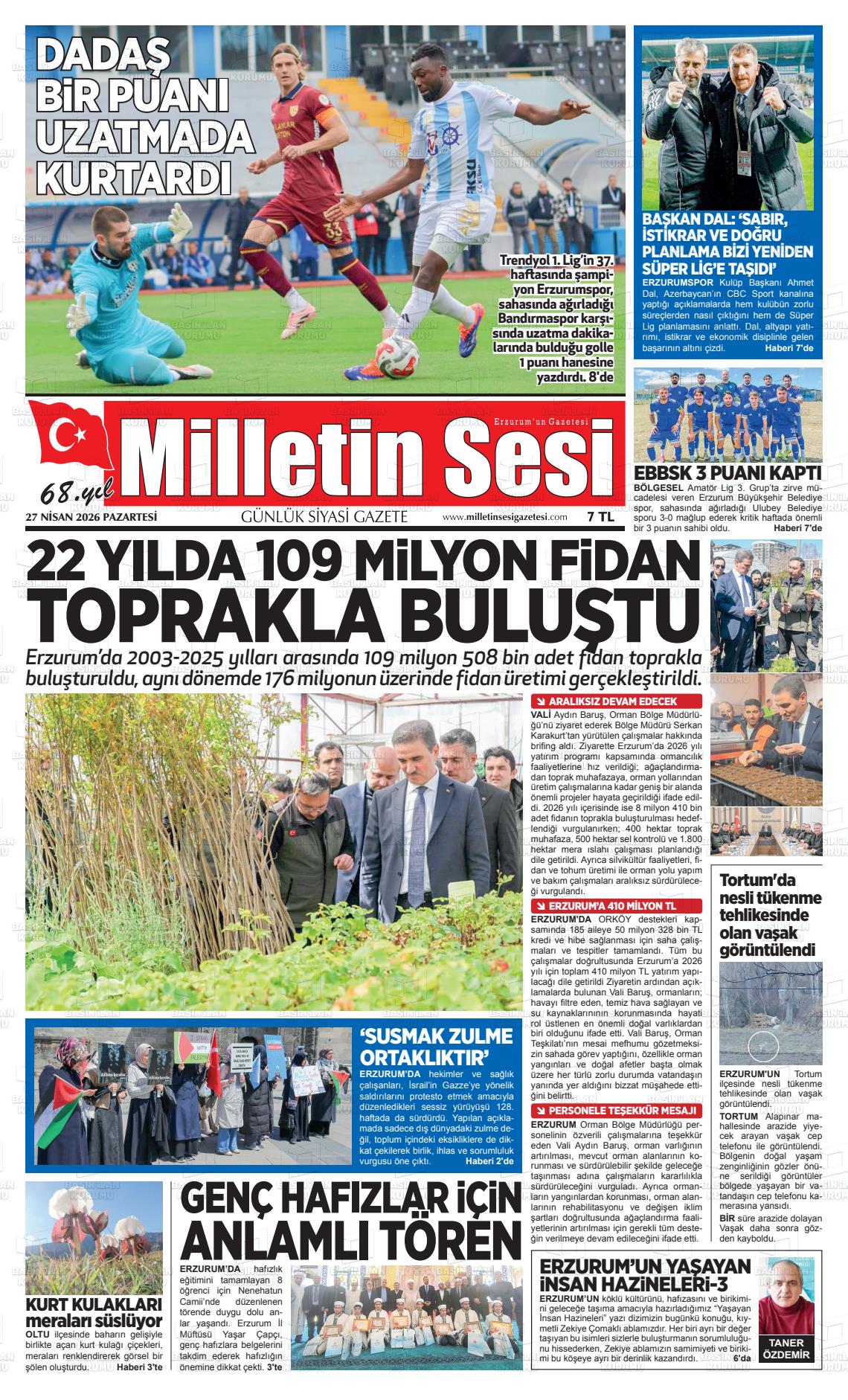 Erzurum Milletinsesi 27.04.2026