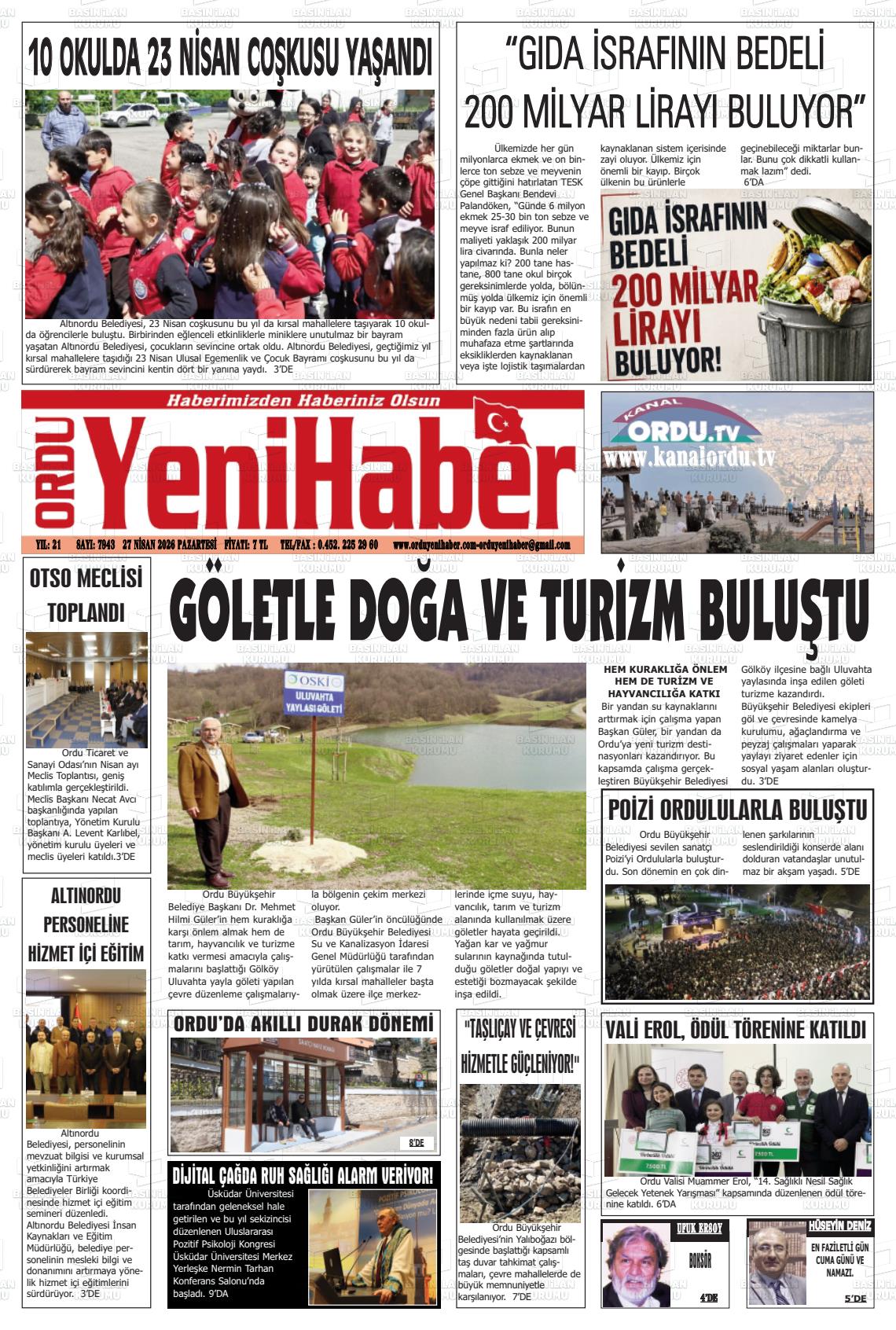 Ordu Yenihaber 27.04.2026
