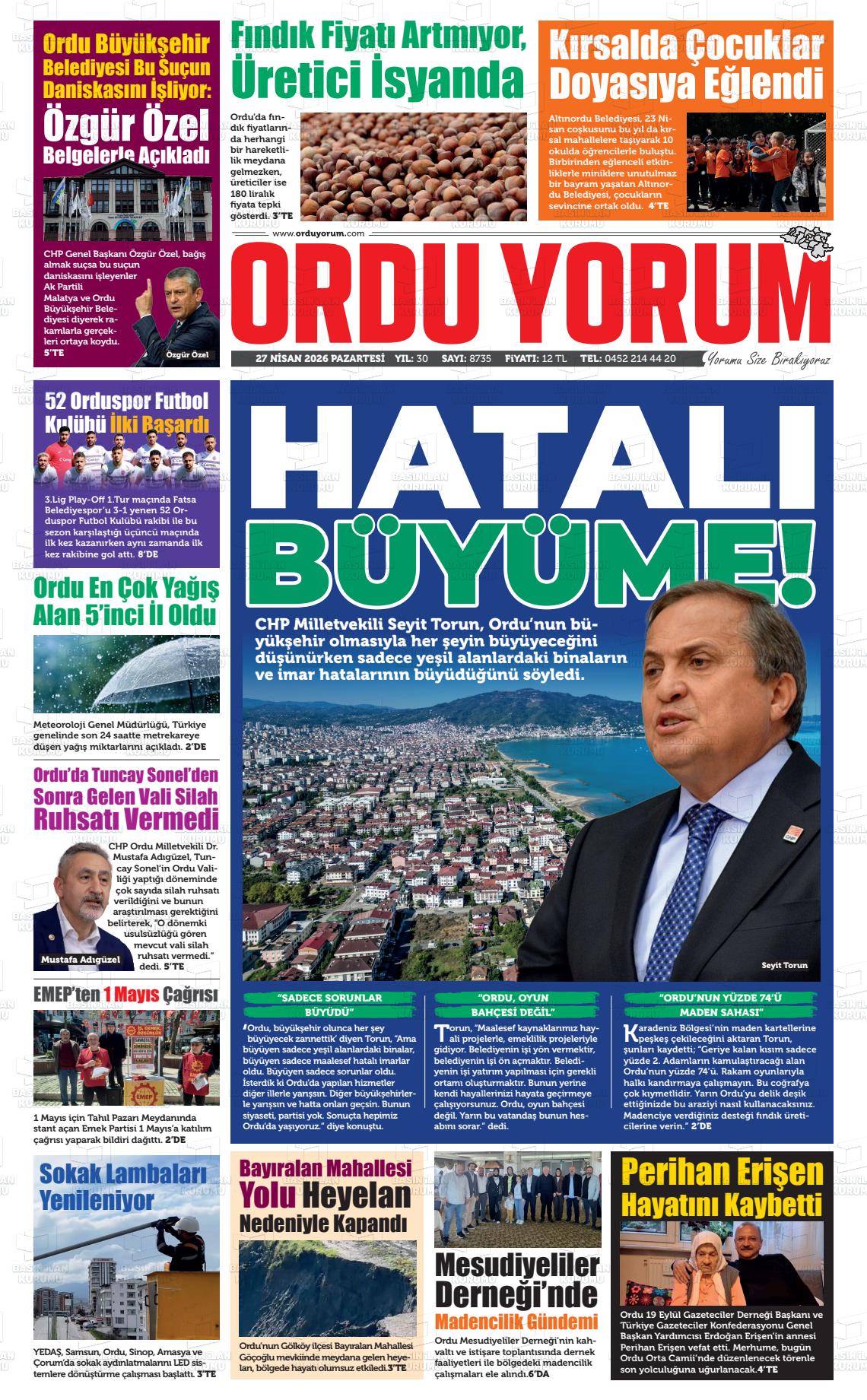 Ordu Yorum 27.04.2026