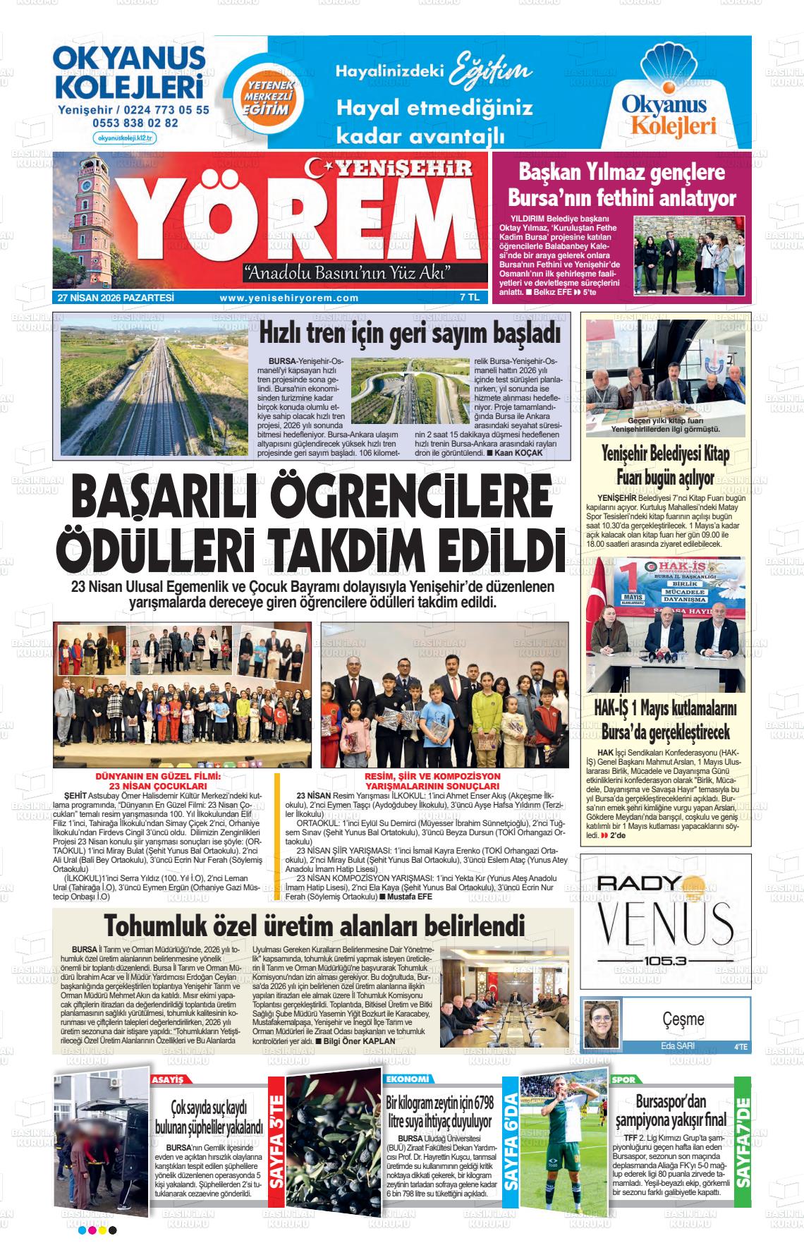 Bursa Yenisehiryorem 27.04.2026