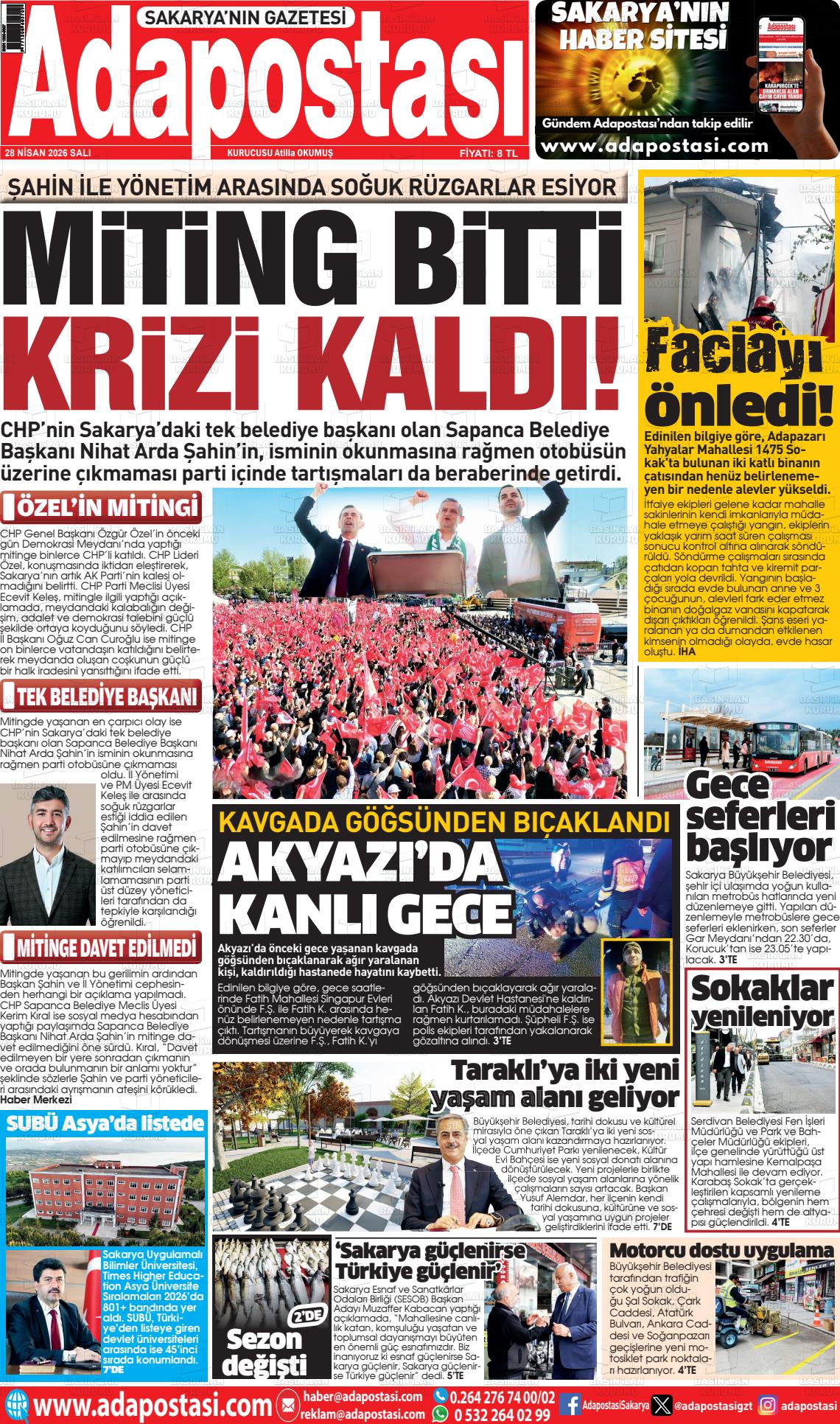 Sakarya Adapostasi 28.04.2026