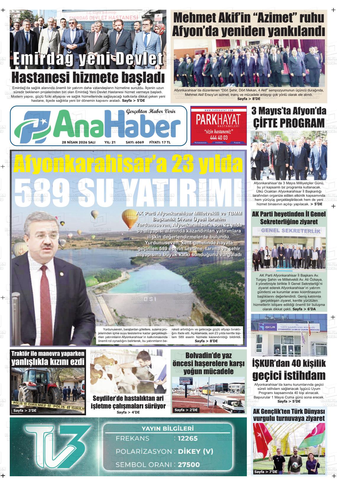 Afyonkarahisar Anahaber 28.04.2026