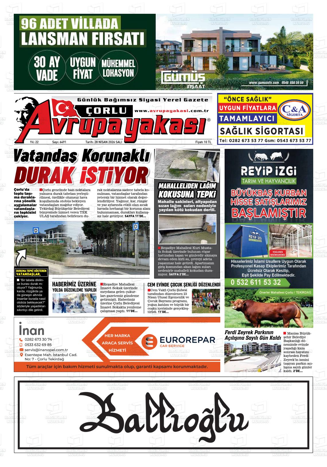 Tekirdag Avrupayakasi 28.04.2026