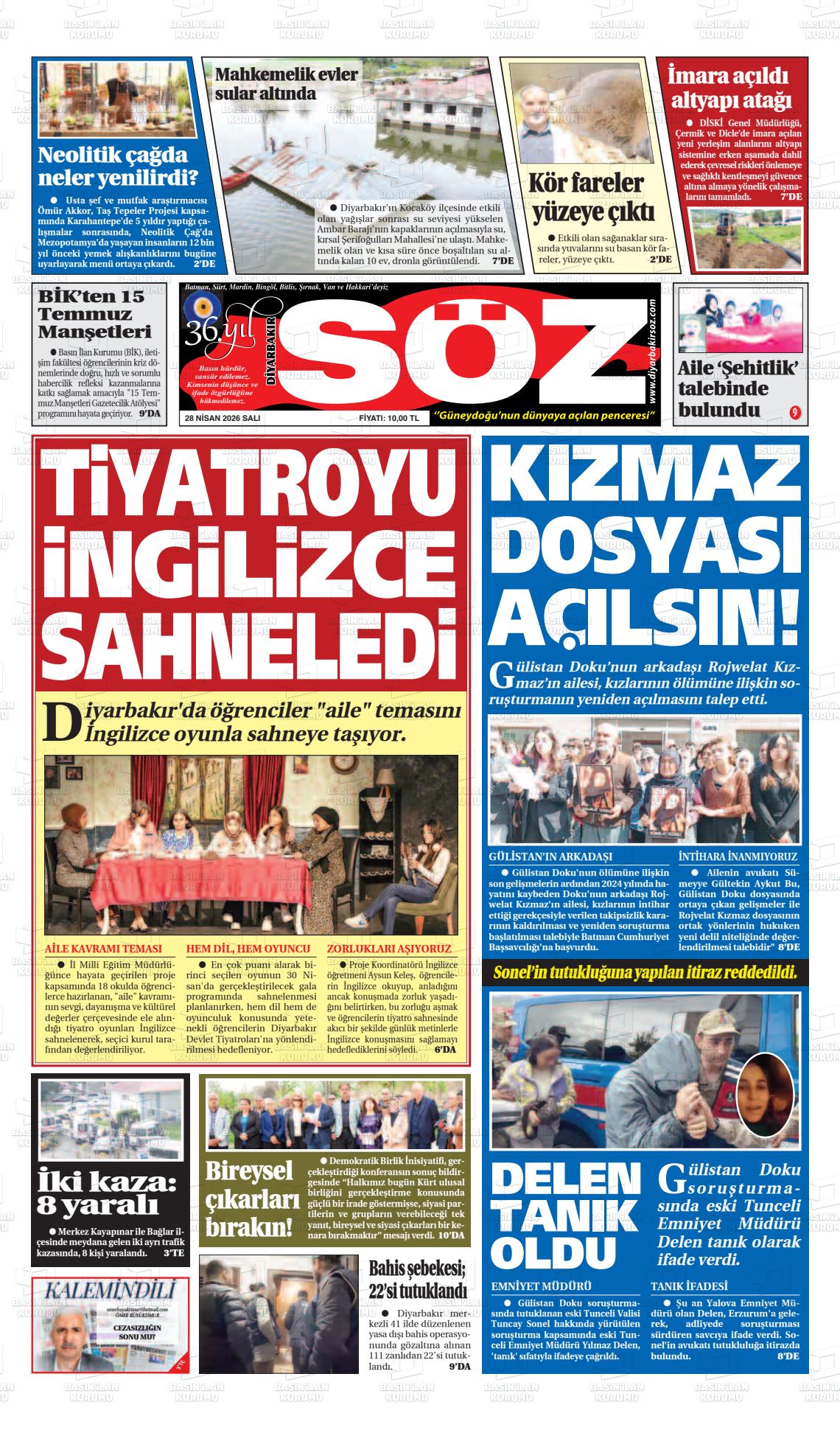 Diyarbakir Soz 28.04.2026