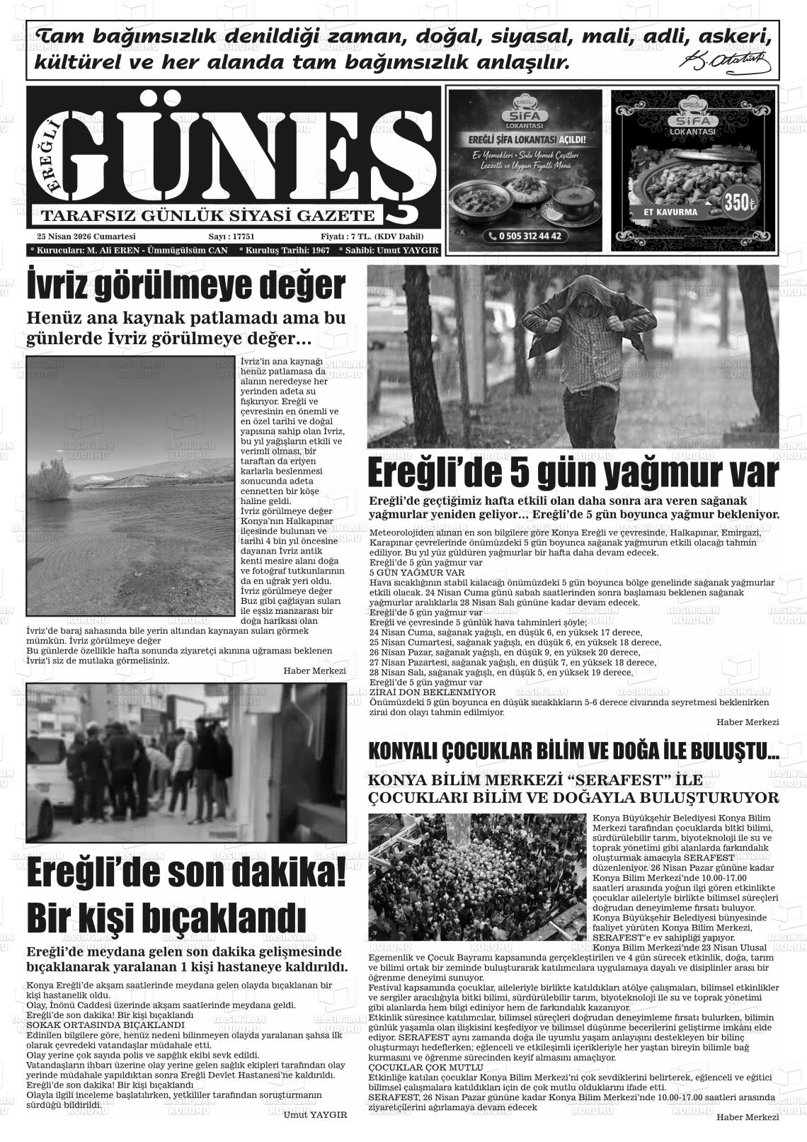 Konya Eregligunes 28.04.2026