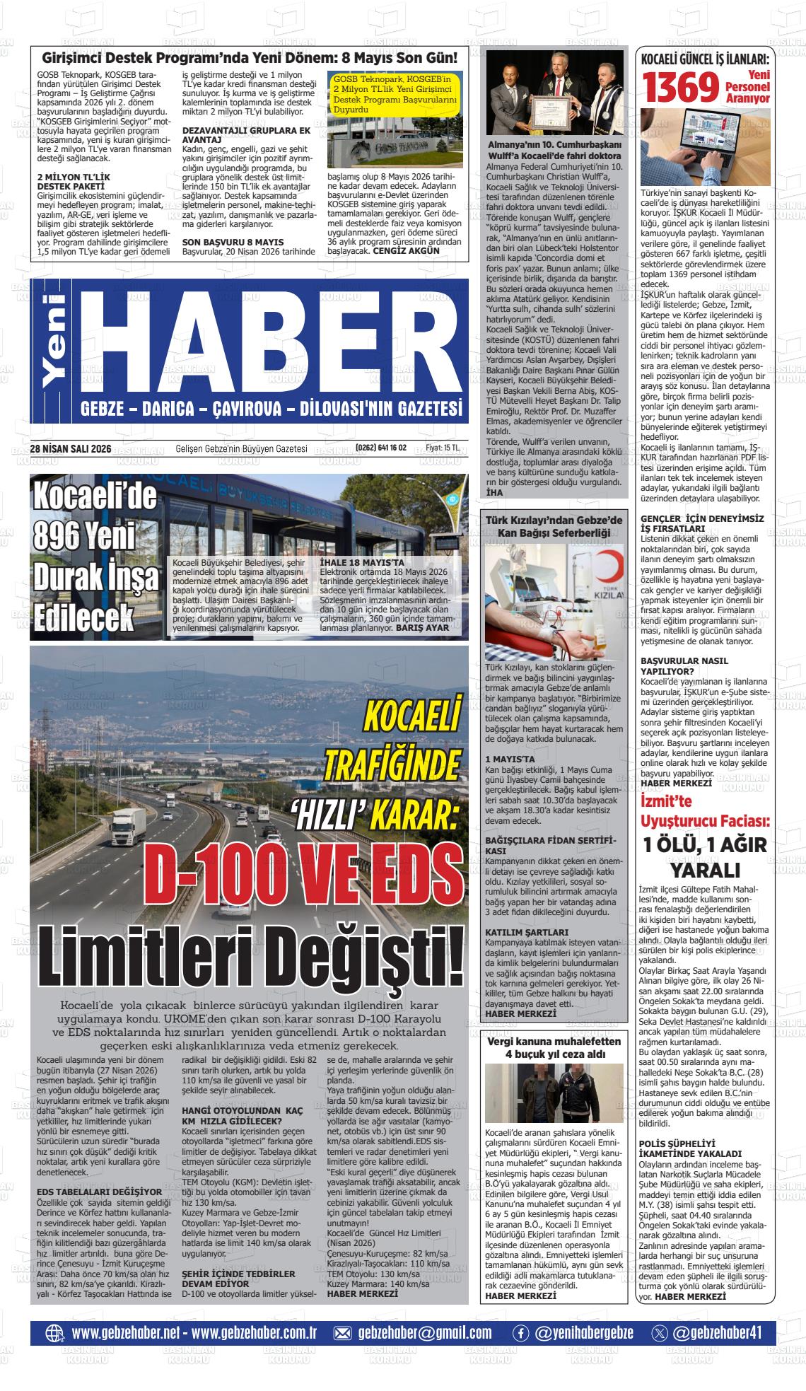 Kocaeli Gebzehaber 28.04.2026
