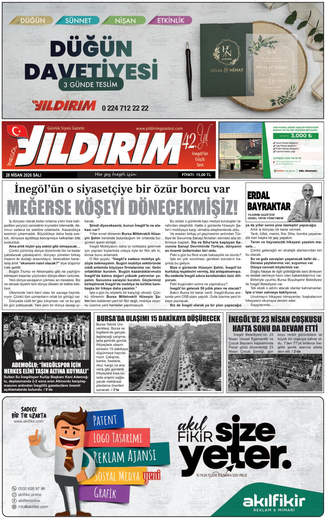 Bursa Inegolyildirim 28.04.2026