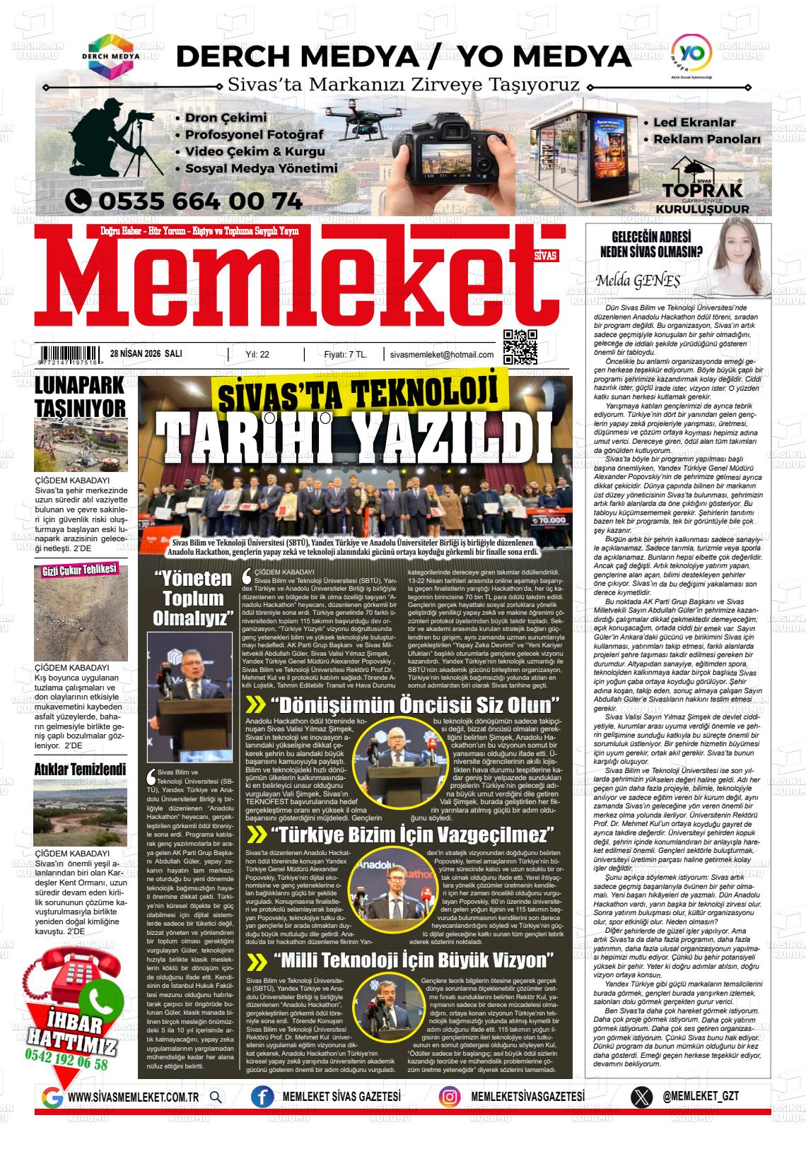 Sivas Memleket 28.04.2026
