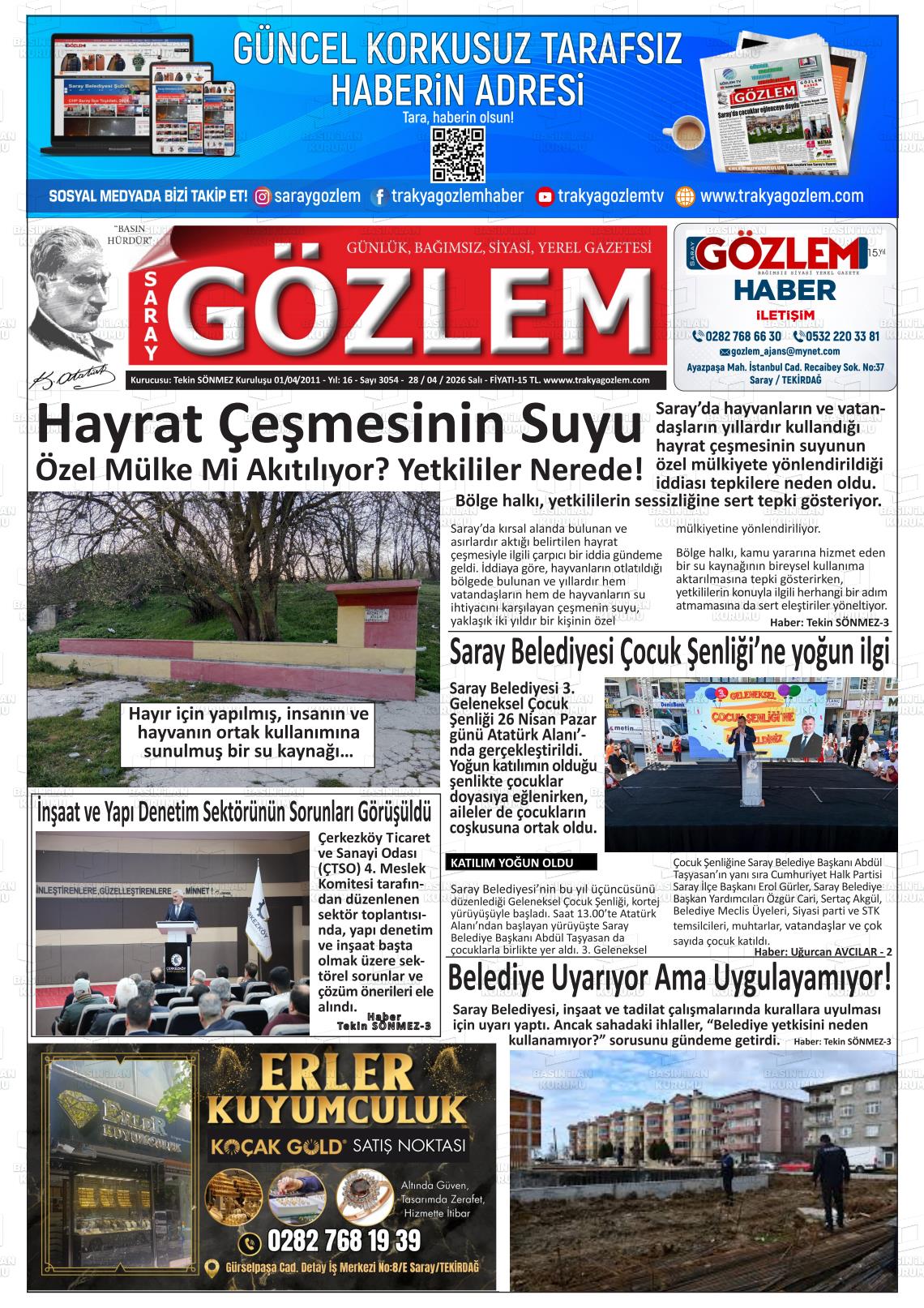 Tekirdag Saraygozlem 28.04.2026