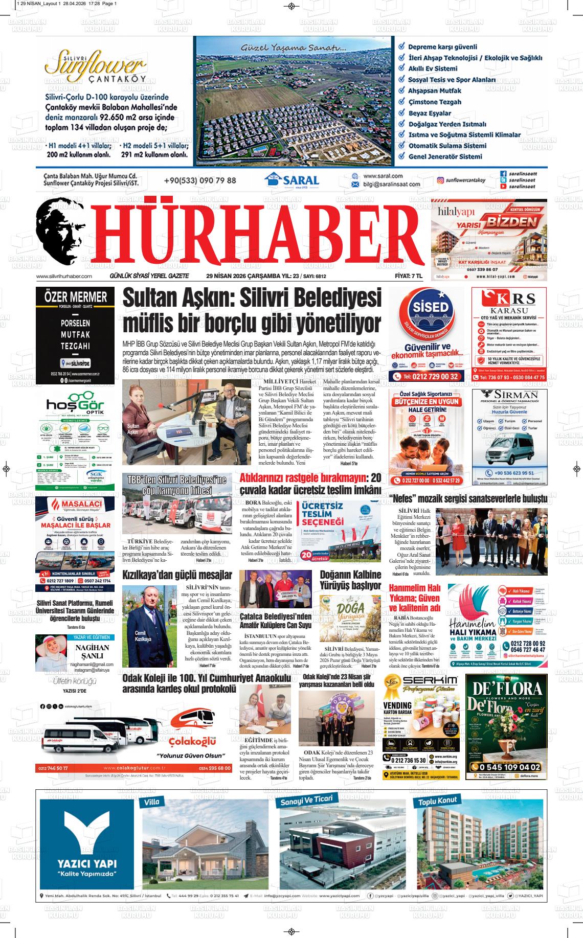 Hür Haber Gazetesi 29.04.2026