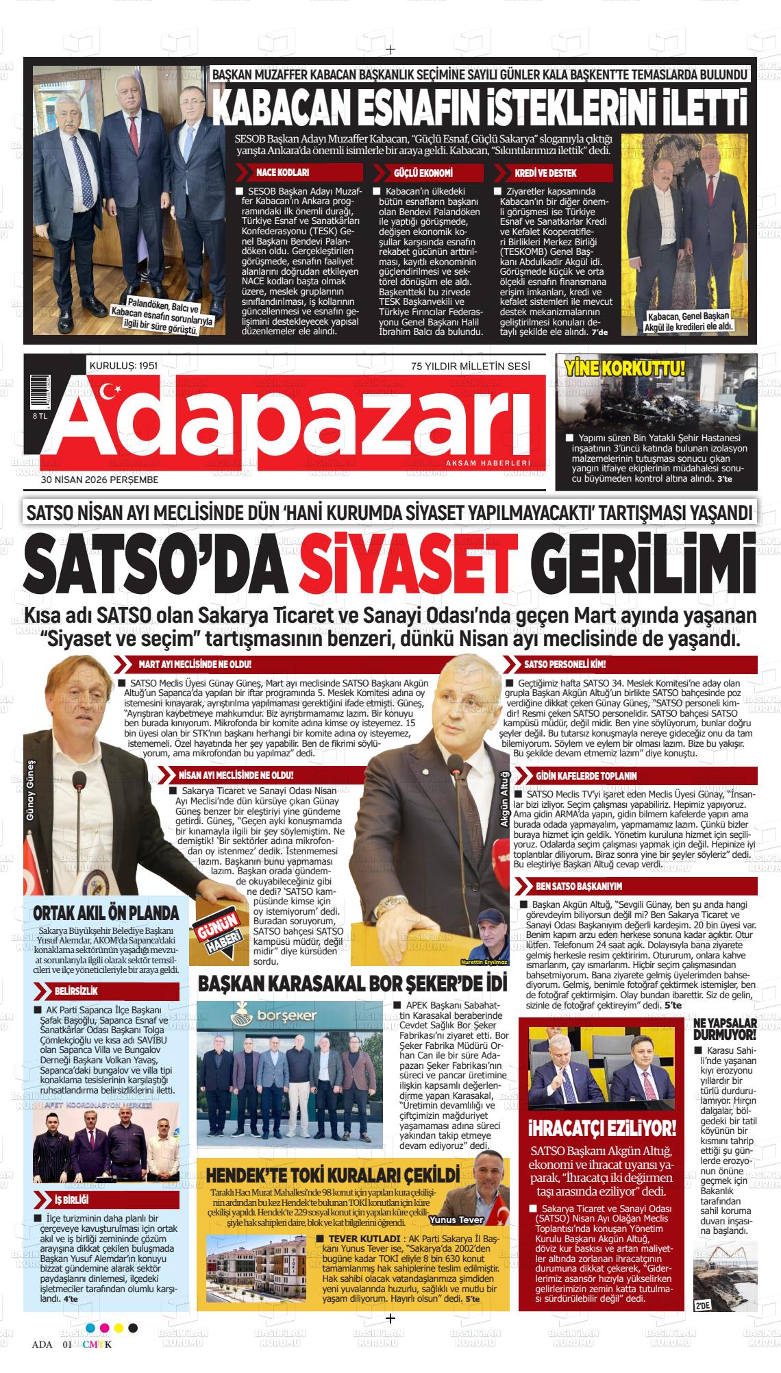 Sakarya Adapazariaksamhaberleri 30.04.2026