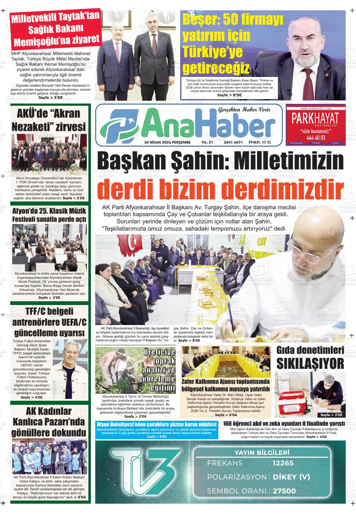 Afyonkarahisar Anahaber 30.04.2026