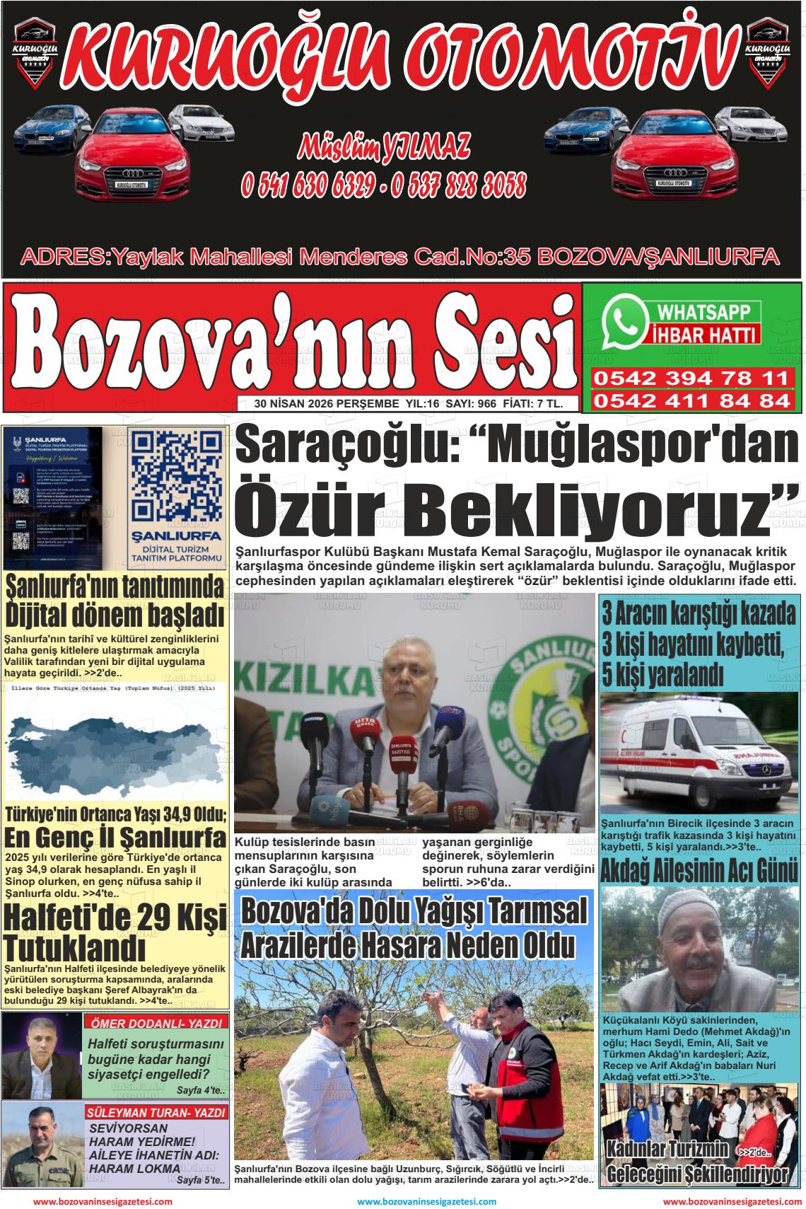 Sanliurfa Bozovaninsesi 30.04.2026