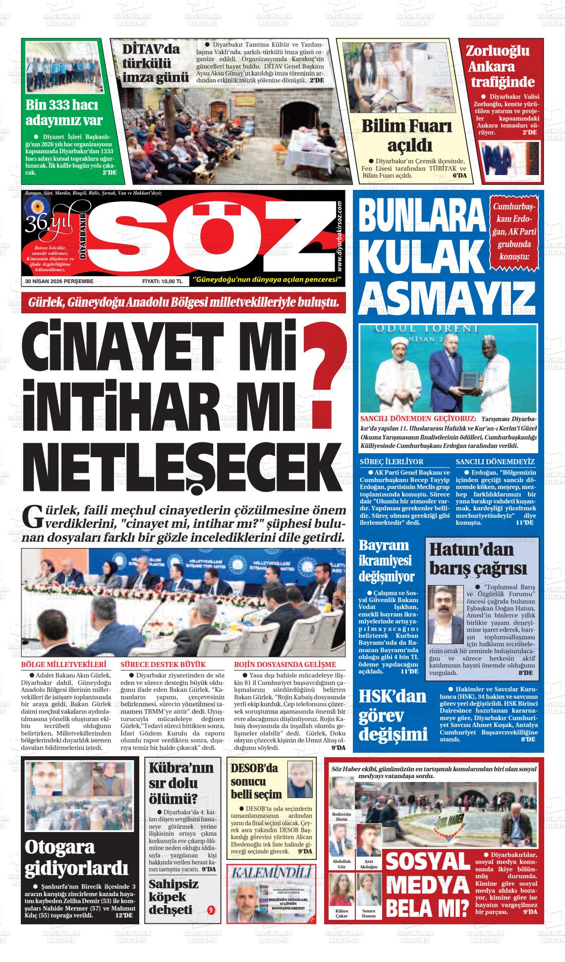 Diyarbakir Soz 30.04.2026