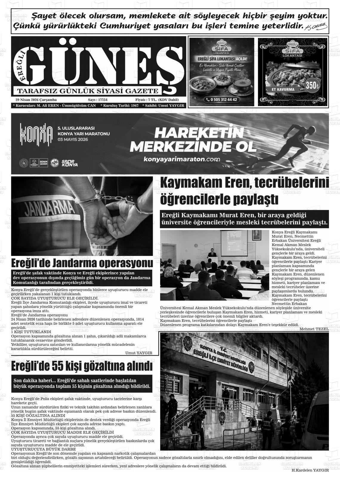 Konya Eregligunes 30.04.2026