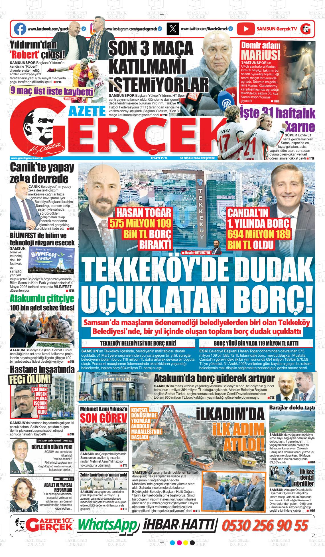 Samsun Gazetegercek 30.04.2026