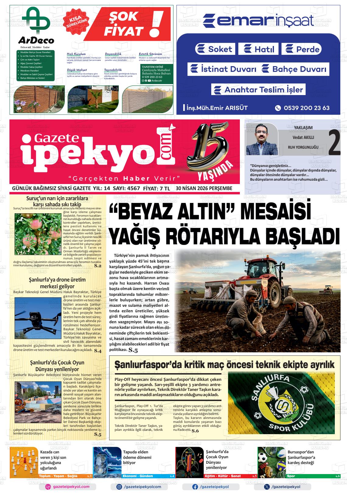 Sanliurfa Gazeteipekyol 30.04.2026