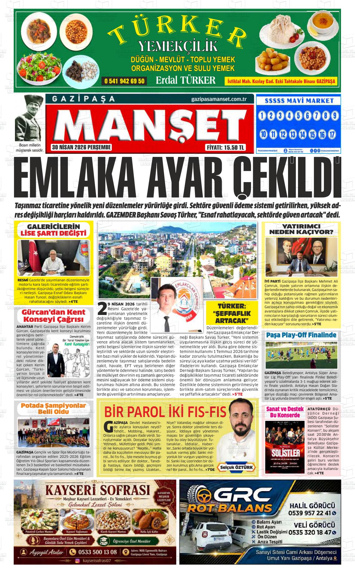 Antalya Gazipasamanset 30.04.2026