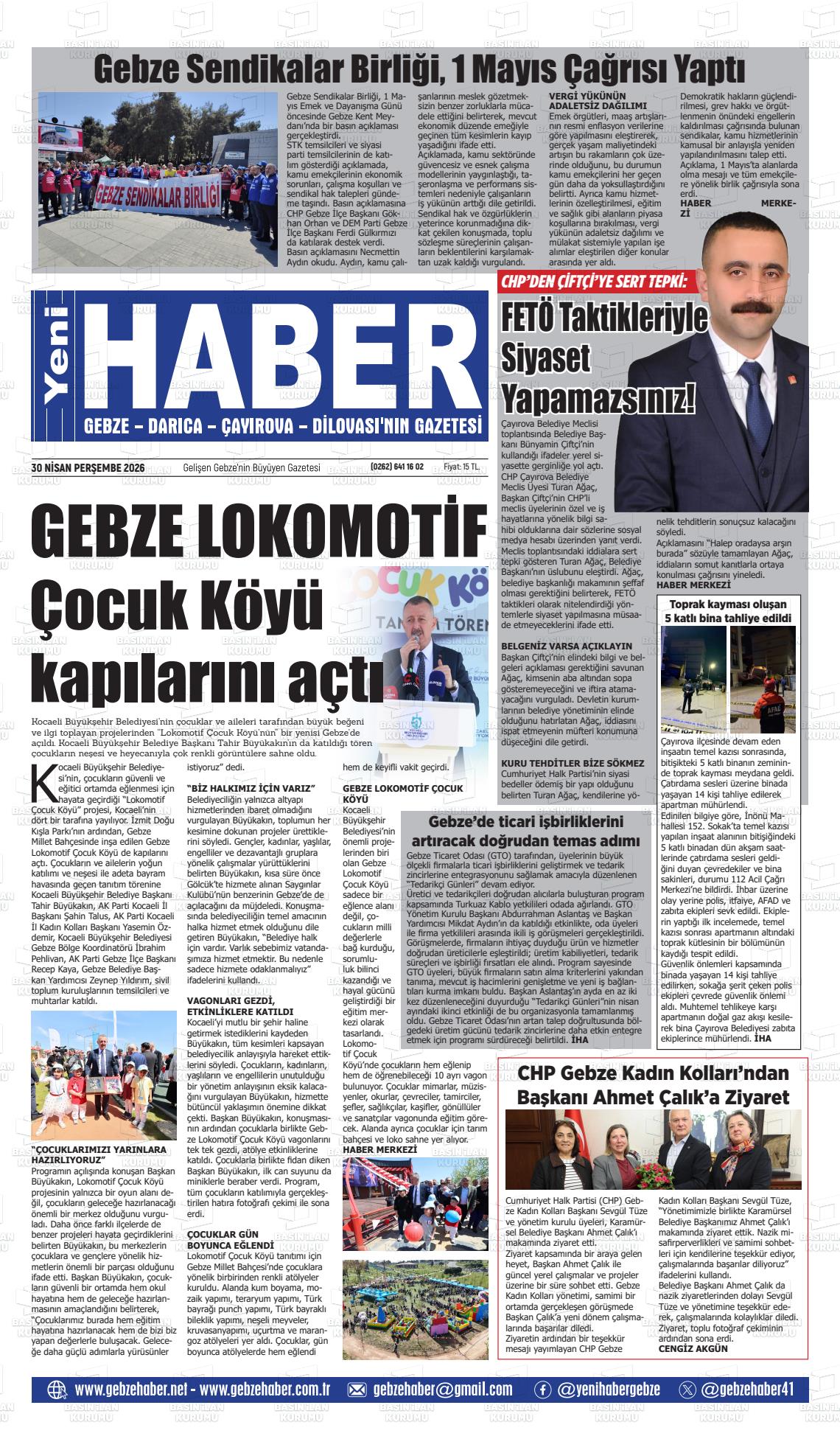 Kocaeli Gebzehaber 30.04.2026