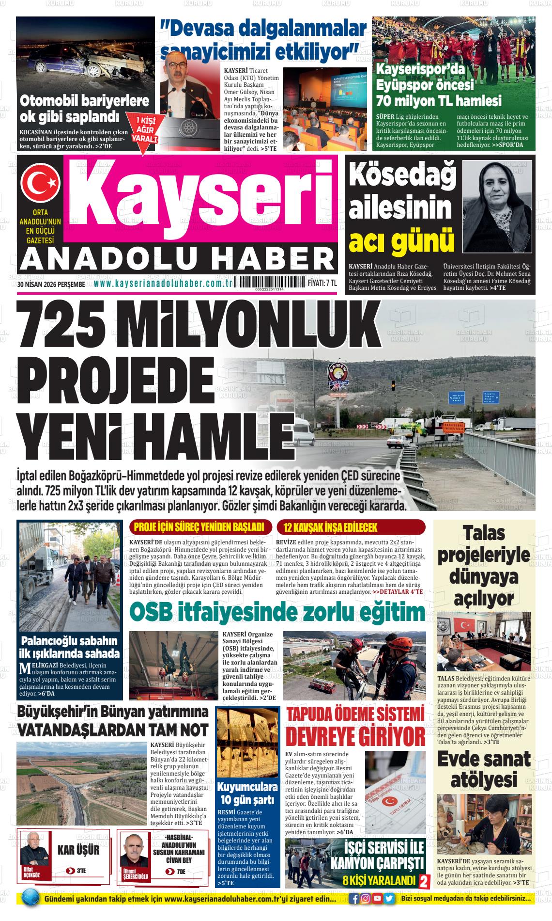 Kayseri Anadoluhaber 30.04.2026