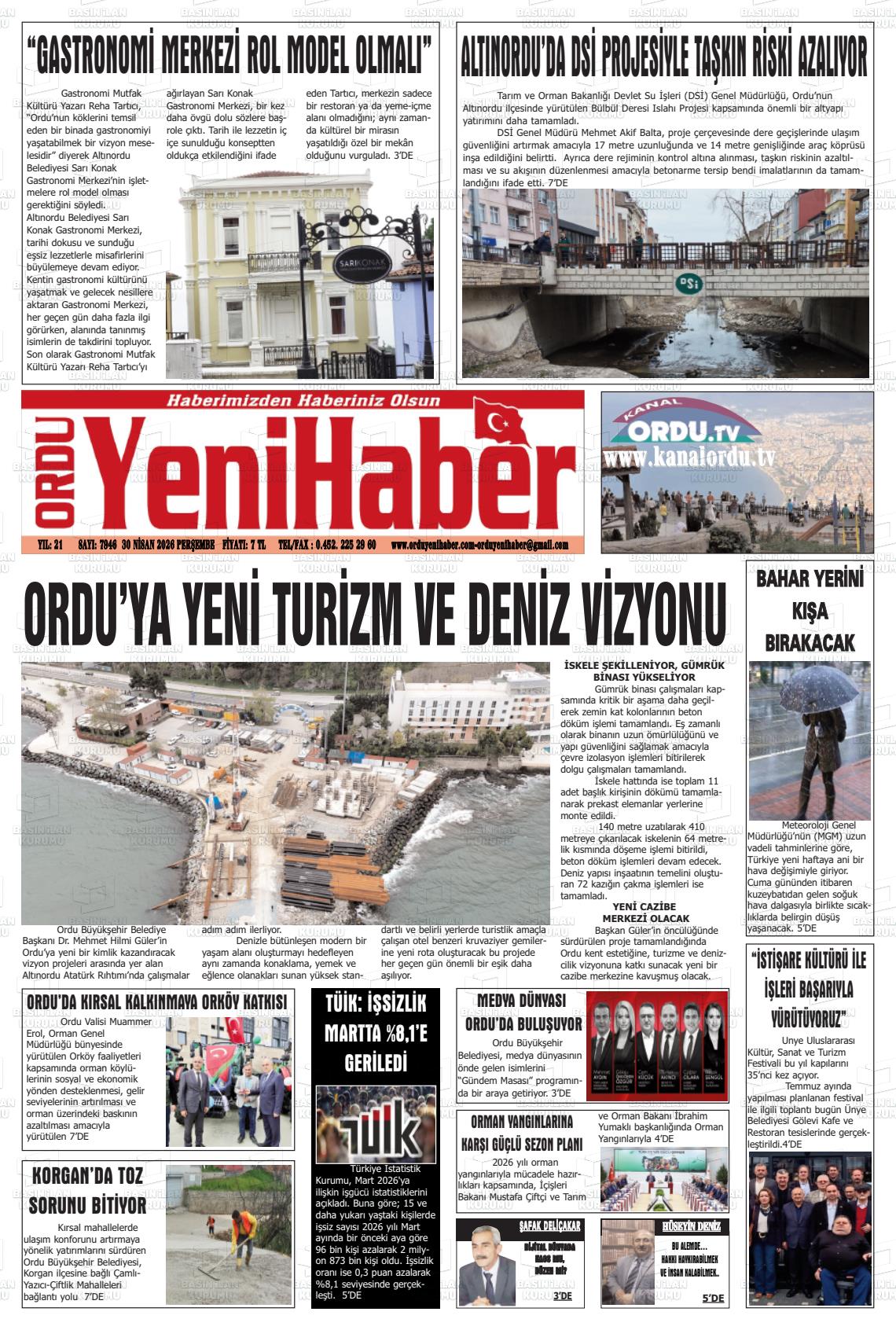 Ordu Yenihaber 30.04.2026