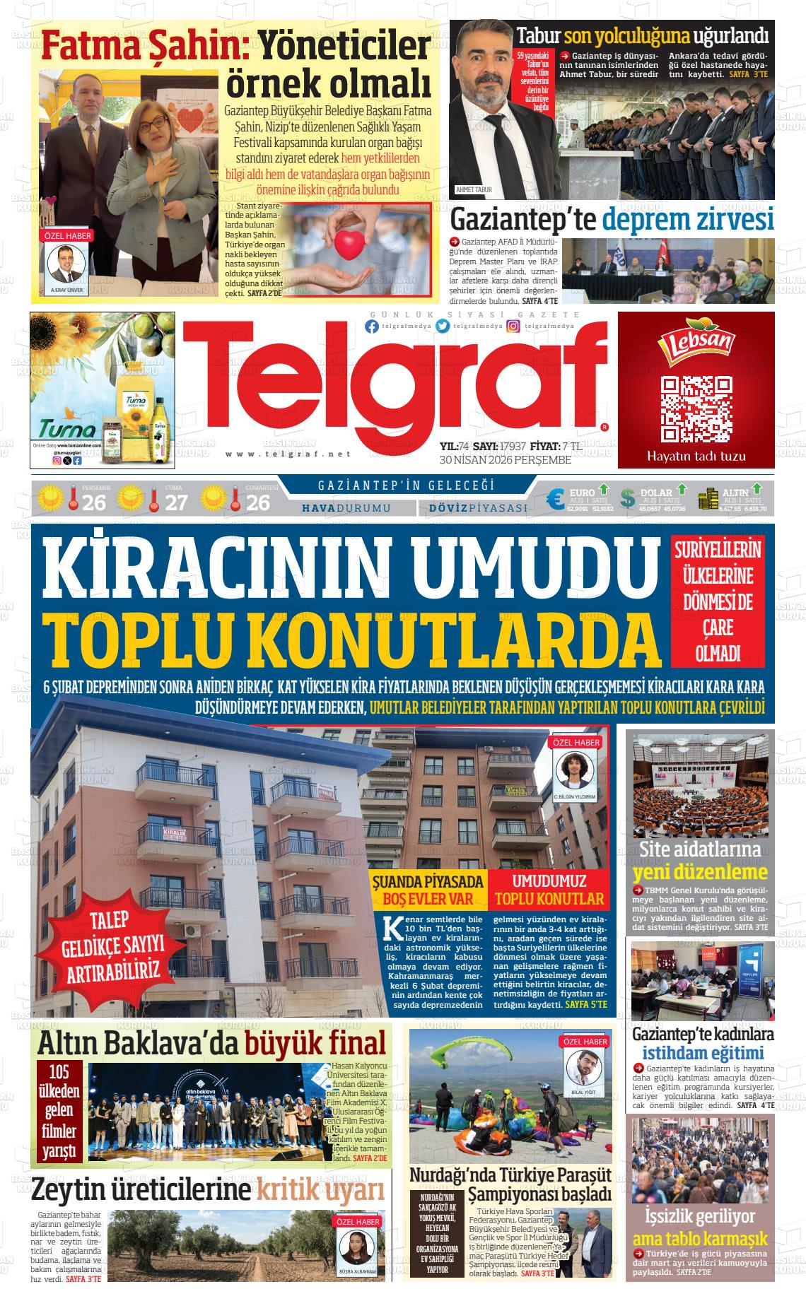 Gaziantep Telgraf 30.04.2026