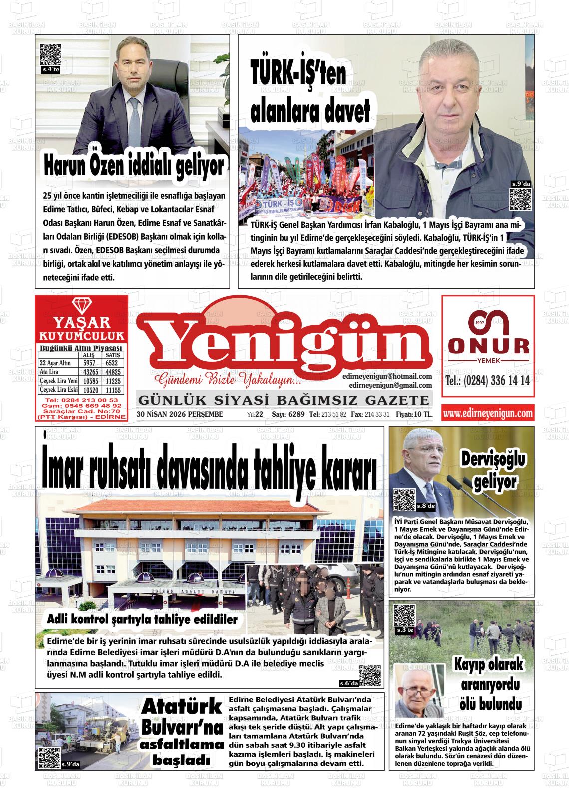Izmir Yenigun 30.04.2026